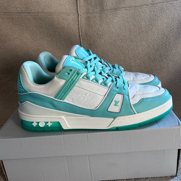 Louis Vuitton Trainer Sneakers 'Teal White'  - Tiffany Green - Size 11US, 10UK - Picture 4 of 15
